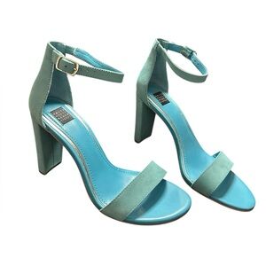 White House Black Market Suede Teal Ankle Strap 3 1/2” Heels , new w tags